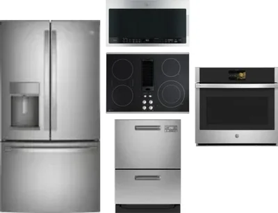 5 Piece Package Includes Refrigerator, Cooktop, Wall Oven, Microwave And Dishwasher